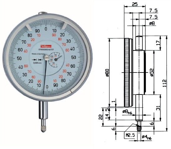 Precisions Dial Gauge 0 - 5 mm KA10061