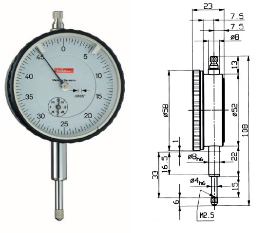 Inch Dial Gauge ZO 3 T 0 - 0,5 inch KA10092
