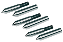 Centre points for tail stocks in standard design 60° made of steel or tungsten carbide-tipped. Centre points for centre bores DIN 332-A 1,6 x 3,8 mm